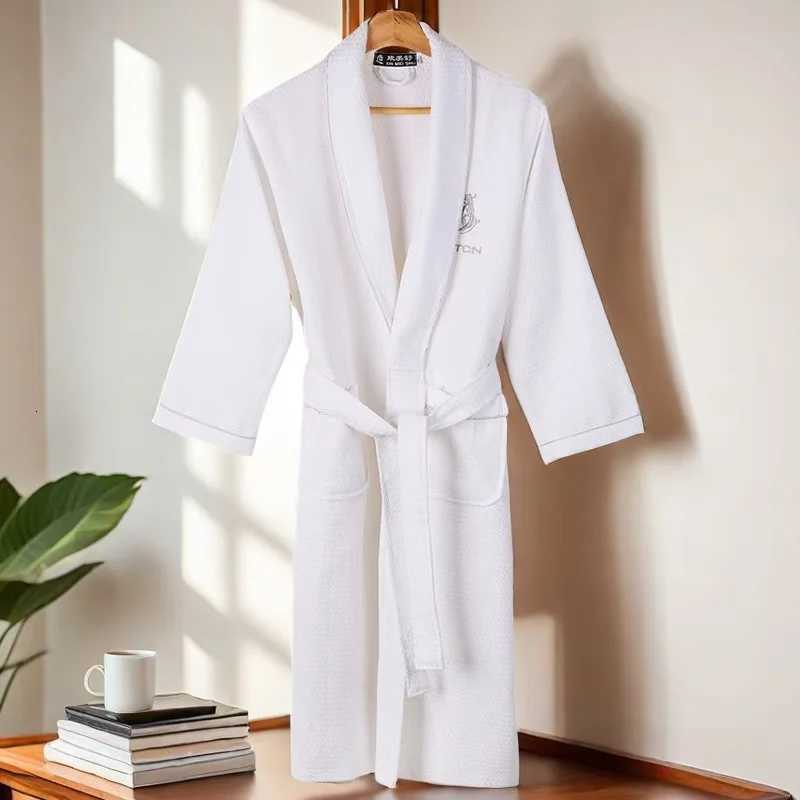 Waffle Robe Unisex Bath Robe Hooded Robe for Lovers 100 Cotton Winter Warm Bathrobe Sleepwear Homewear Autumn New C251104