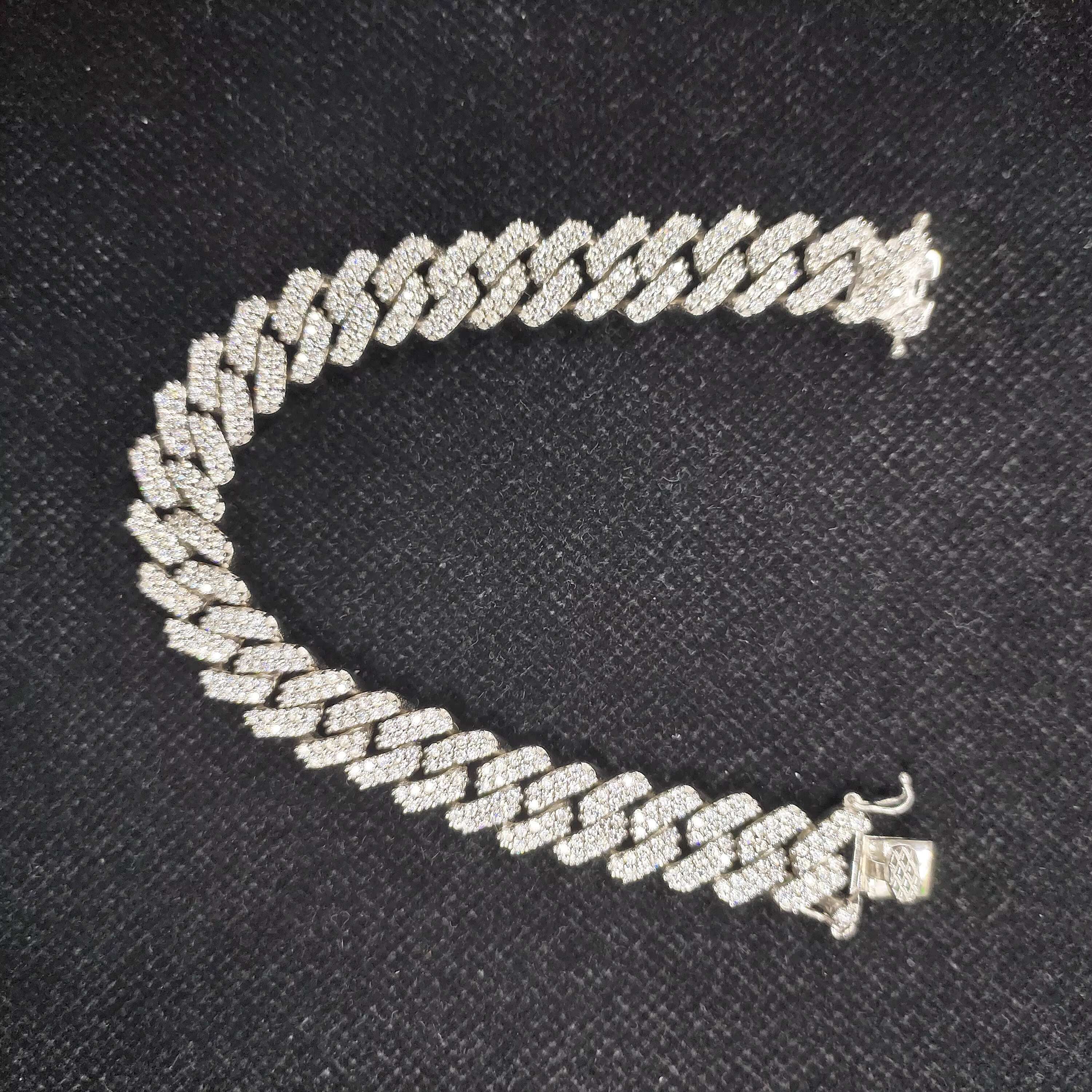 Zuanfa Women Mens Hip Hop 925 Sterling Silver Moissanite Iced Out Bracelet