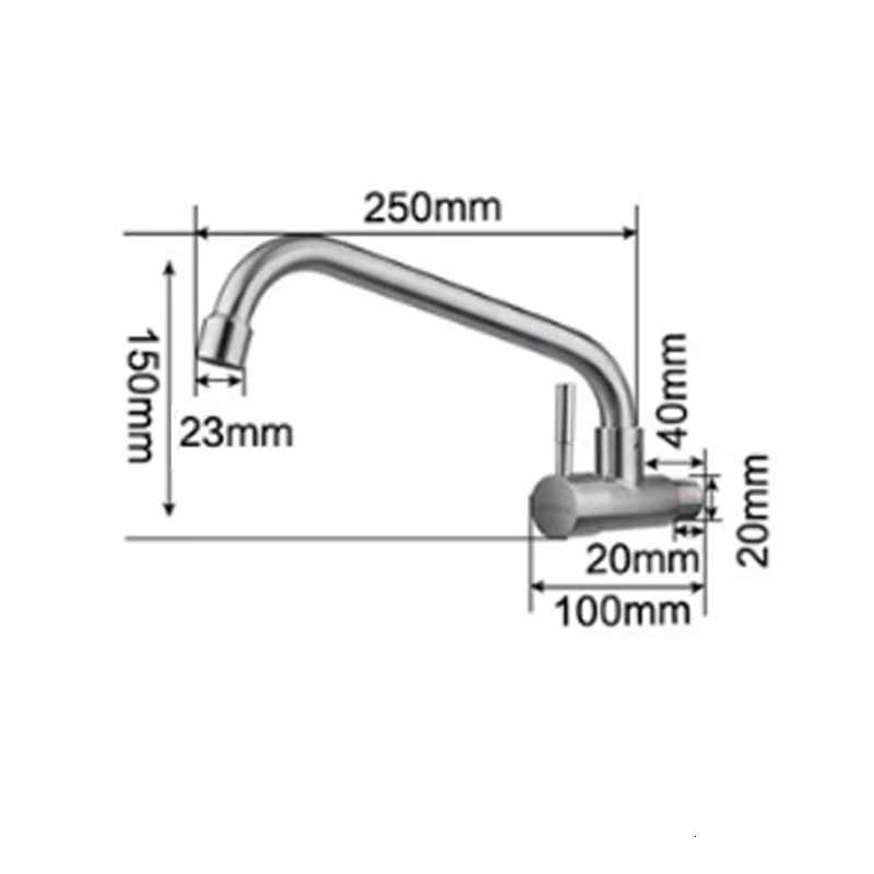 1pc Interface 1/2inch SUS304 Stainless Steel Splash Proof Faucet Embedded 7-type Single Cold Faucet Suitable for Kitchen Washing Y251104