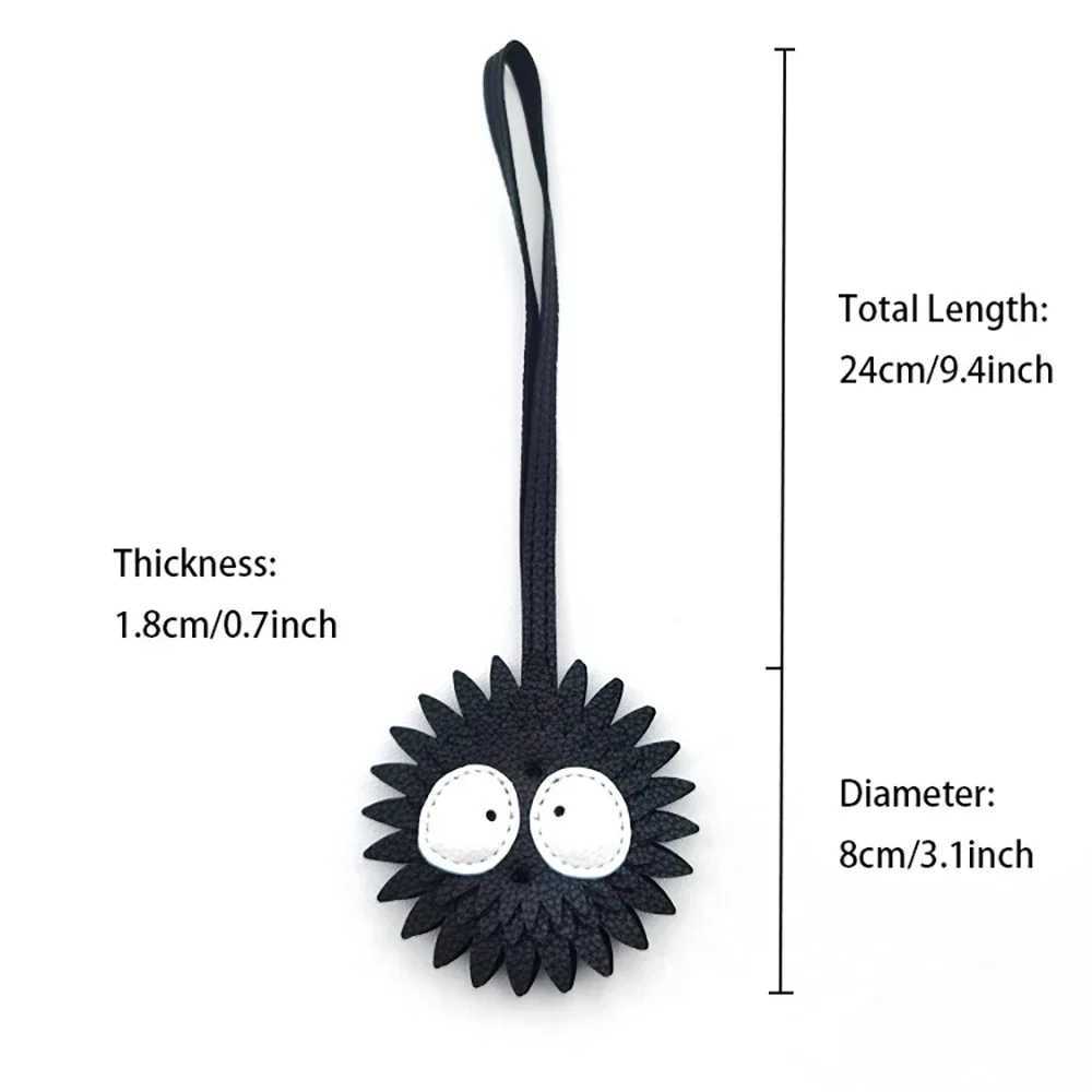 Black Coal Ball PU Leather Keychain Bag Pendant Bag charm Personality Female Tide With Accessories Ugly cute Little CoalBallW251103