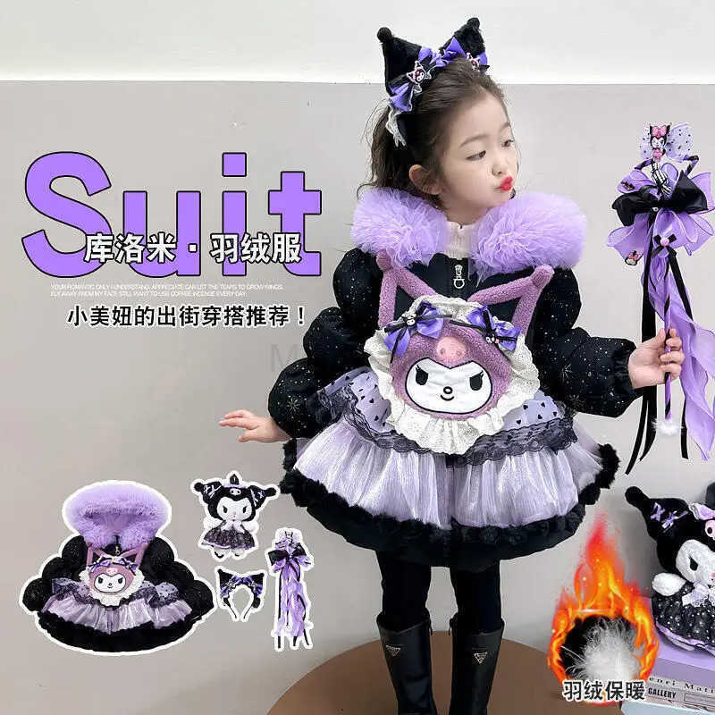 Sanrio Girl Kawaii Lolita Cosplay Down Jacket Winter 2025 New Childrens Cartoon Anime Fashion Sweet Princess Cotton Coat Girls Gifts H251104