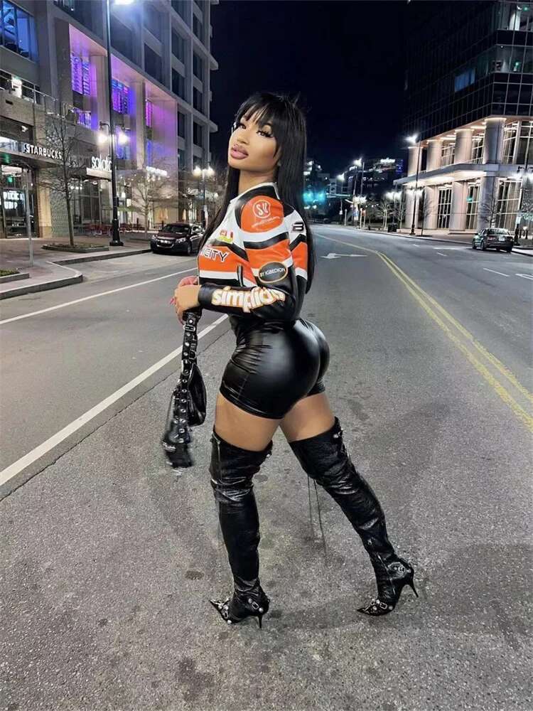 Orange Fashion Streetwear Casual Zip Up Jacket For Women 2023 Patchwork Crop Tops Fashion Jackets Trend Coats