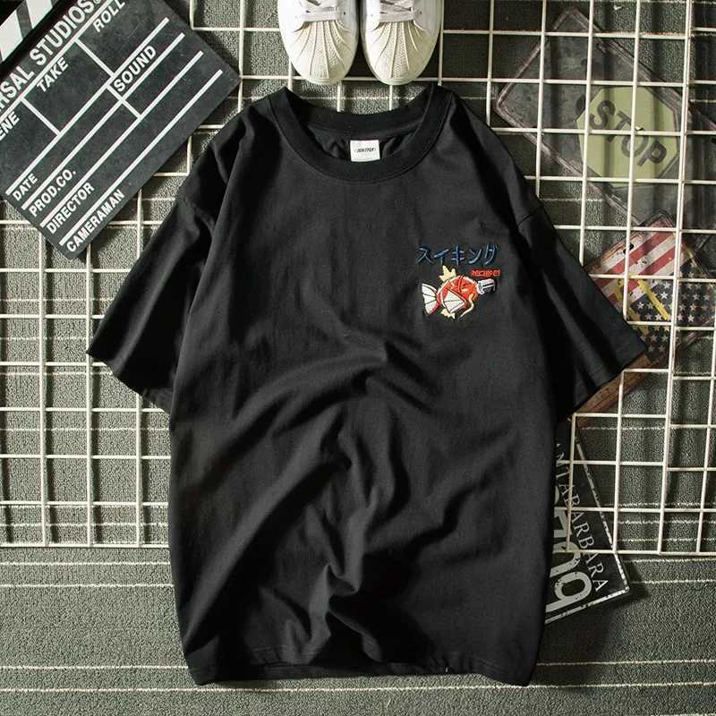 Summer Harajuku Japanese style embroidered octopus short sleeved T-shirt mens fashion brand street loose hip-hop T-shirt W250403