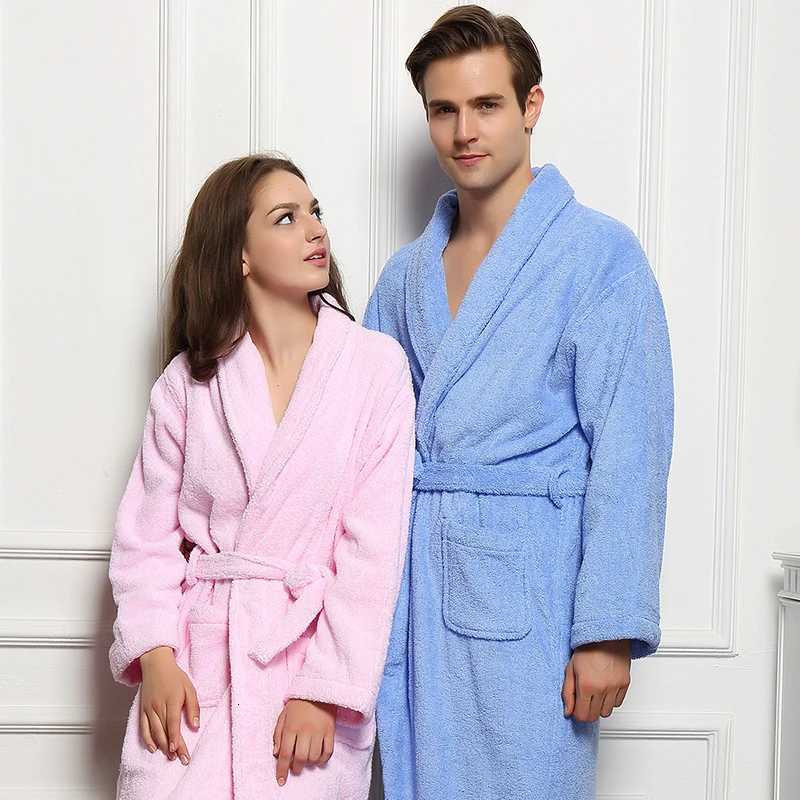 Winter Cotton Bathrobe Thick Dressing Gown White Bathrobe Men Solid Color Mens Cotton Robe Home Clothes Sleeping Robe For Men C251104