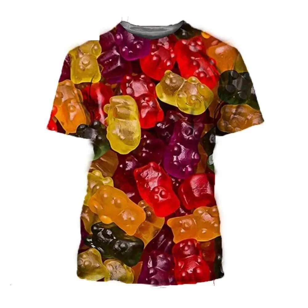 New Summer Colorful Fruit Candy Men's T-shirt Personalized Hip Hop Sports Large Size Short Sleeve Round Neck Comfortable Top