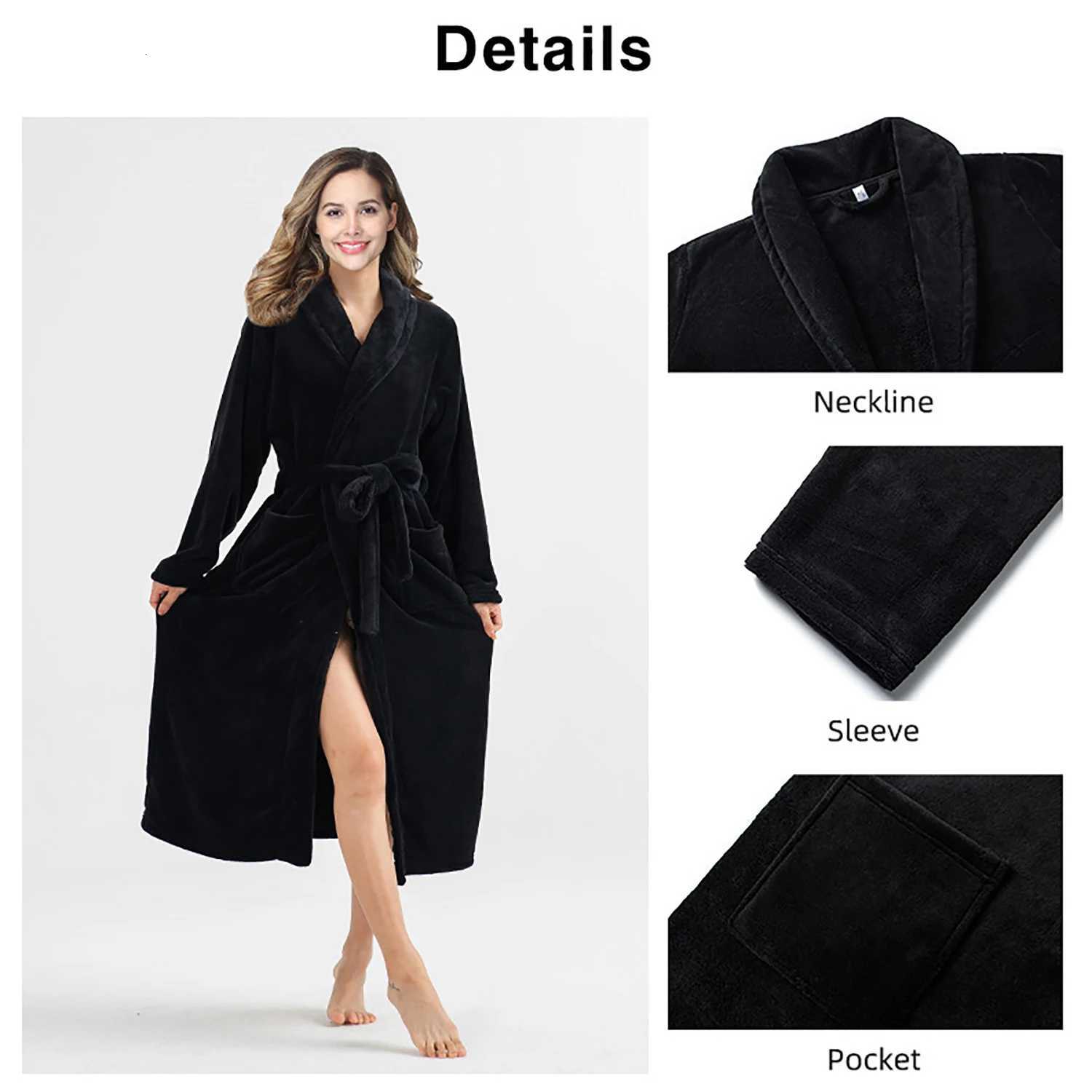 Womens solid color lapel bathrobe autumn and winter models facecloth warm and comfortable long-sleeved robe homewear C251104