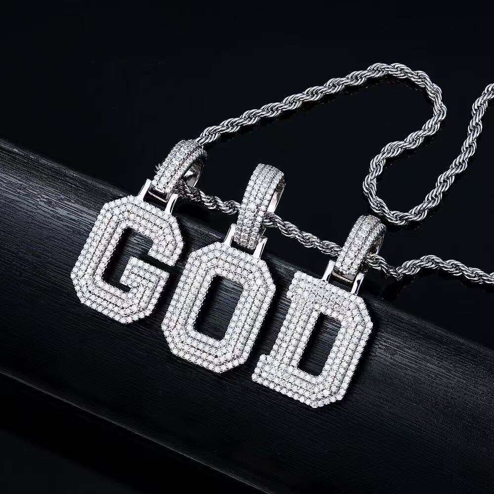 Designer necklace Custom 925 Sterling Silver Ice Diamond Chalcedony A-Z Lead Letter Pendant Men's Hip Hop Boutique Jewelry