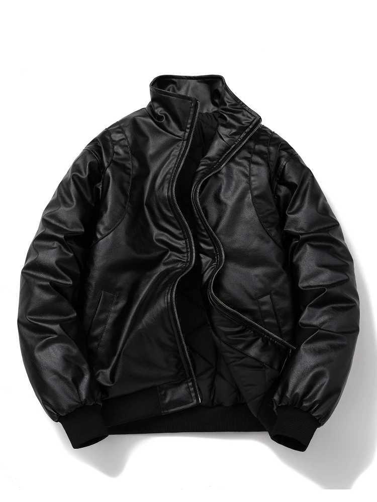 Man Leather Jacket Winter Vintage Motorcycle PU Leather Coat Warm Casual Baggy Motor Jacket Original Streetwear High Quality J251103