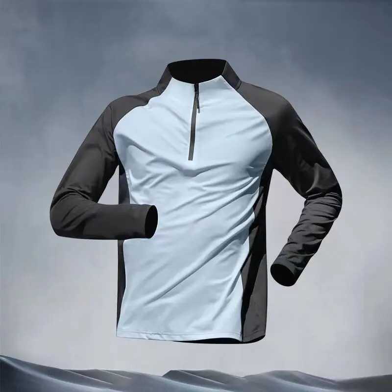 New Creative Half Zipper Training Clothing for Mens Speedos Long Sleeves for Spring and Autumn/Summer Sports Athletes Running T-shirts for Fitness W25
