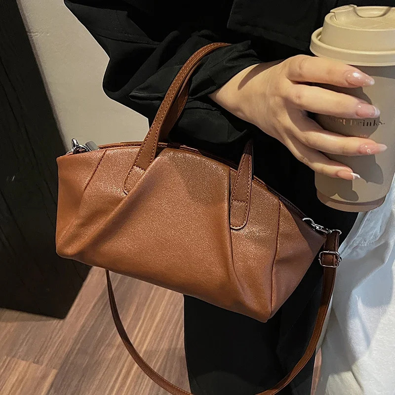 LEFTSIDE small PU leather cross body bag womens shoulder bag winter Korean fashion Y2K short handbag 250402