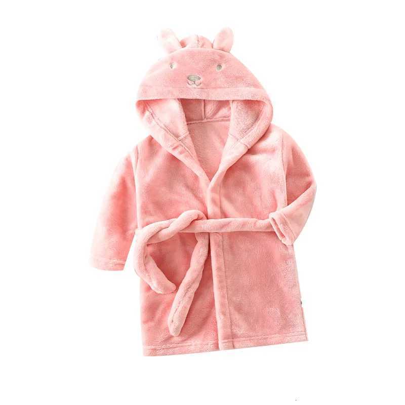 Personzed Autumn Winter Kids Hooded Bathrobe Baby Bath Robes Boys Girls Cartoon Rabbit Flannel Pajamas Long Sleeve Bathrobe C251104