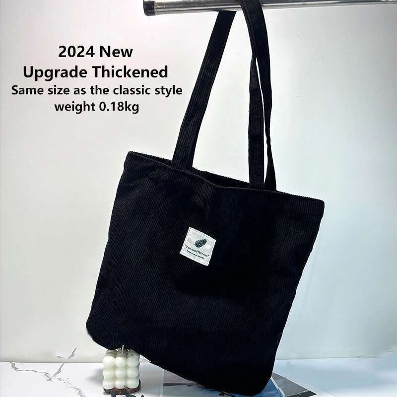 Corduroy bag for Women Shoulder Bag Female Soft Environmental Storage Reusable Girls Handbag Small and Large Shopper