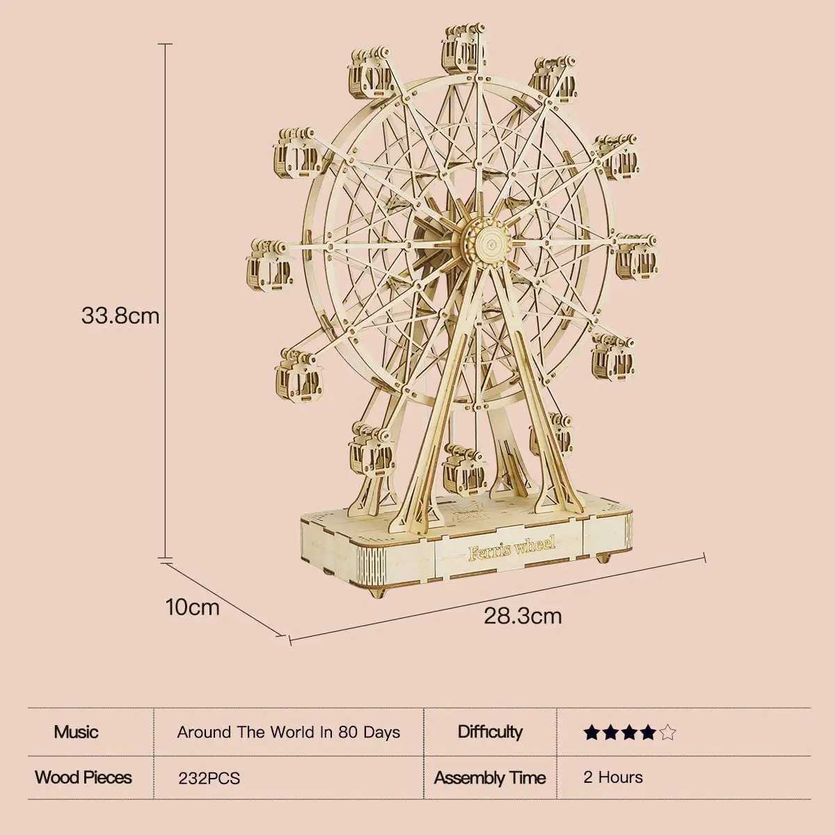 Robotime Rolife 232pcs Rotatable DIY 3D Ferris Wheel Wooden Model Building Block Kits Assembly Toy Gift for Children Adult TGN01 C251104