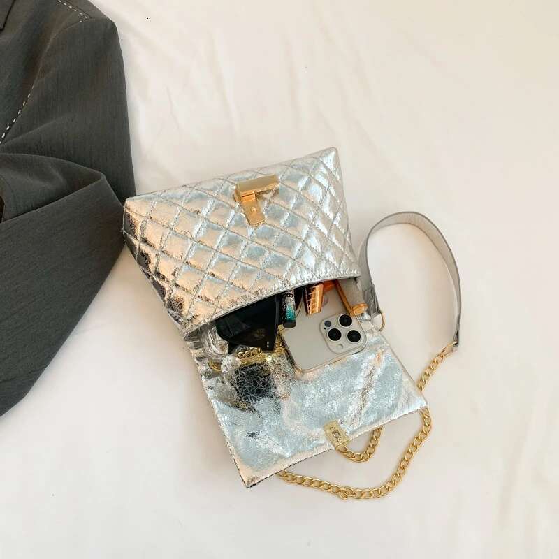 2025 New Laser Design Chevron Quilted Shoulder Designer Women's High Quality Embroidery Thread PU Leather Crossbody Bag2