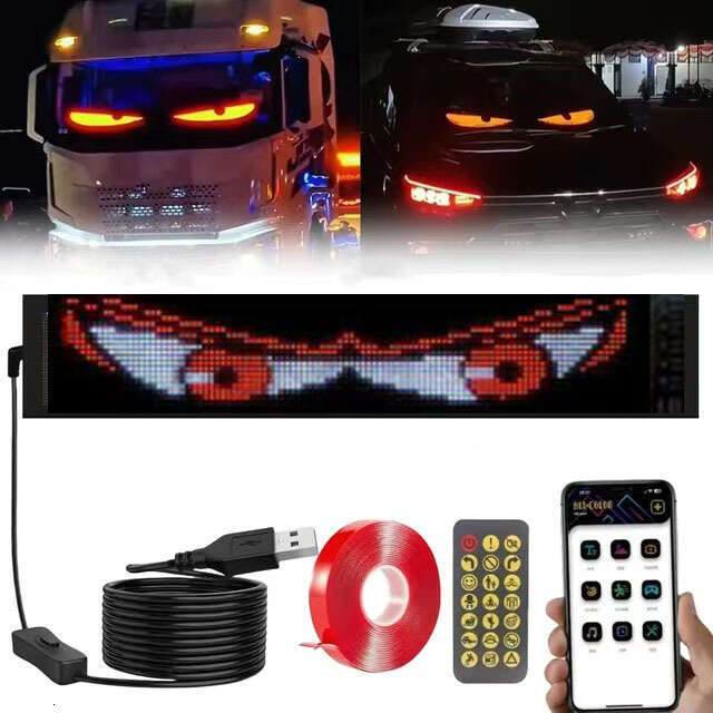 Famous Brand LED Soft USB Car Flexible Advertising Screen APP Bluetooth Window Glass Demon Eye Display