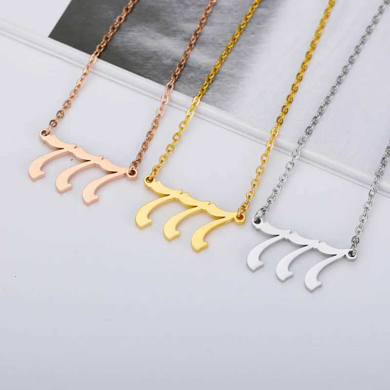 Stainless Steel Angel Number Necklaces For Women Men Gold Color 111 222 333 444 555 666 777 888 999 Necklace Pendant JewelryXJ251104