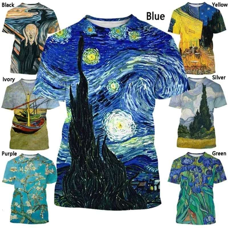 Summer New Men's Sleeve 3D Printed Graffiti Pattern Comfortable Casual Fashion Trendy Top Plus Size Round Neck Short Sleev