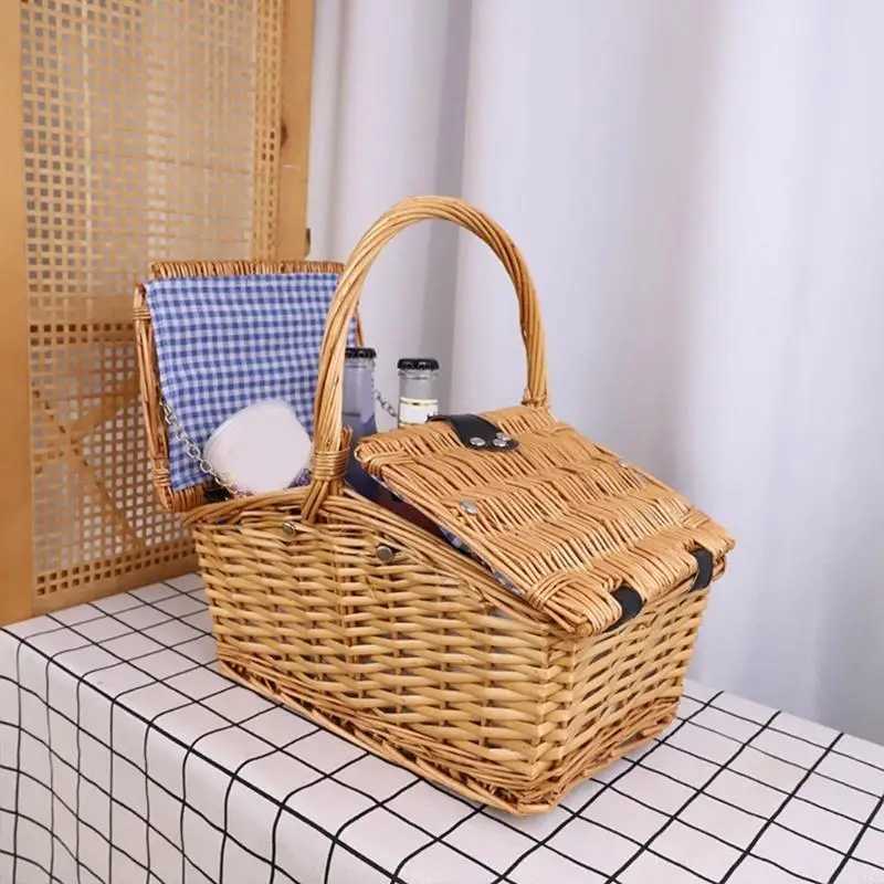 831C Handmade Wicker Picnics Basket Large Capacity Camping BasketC250403