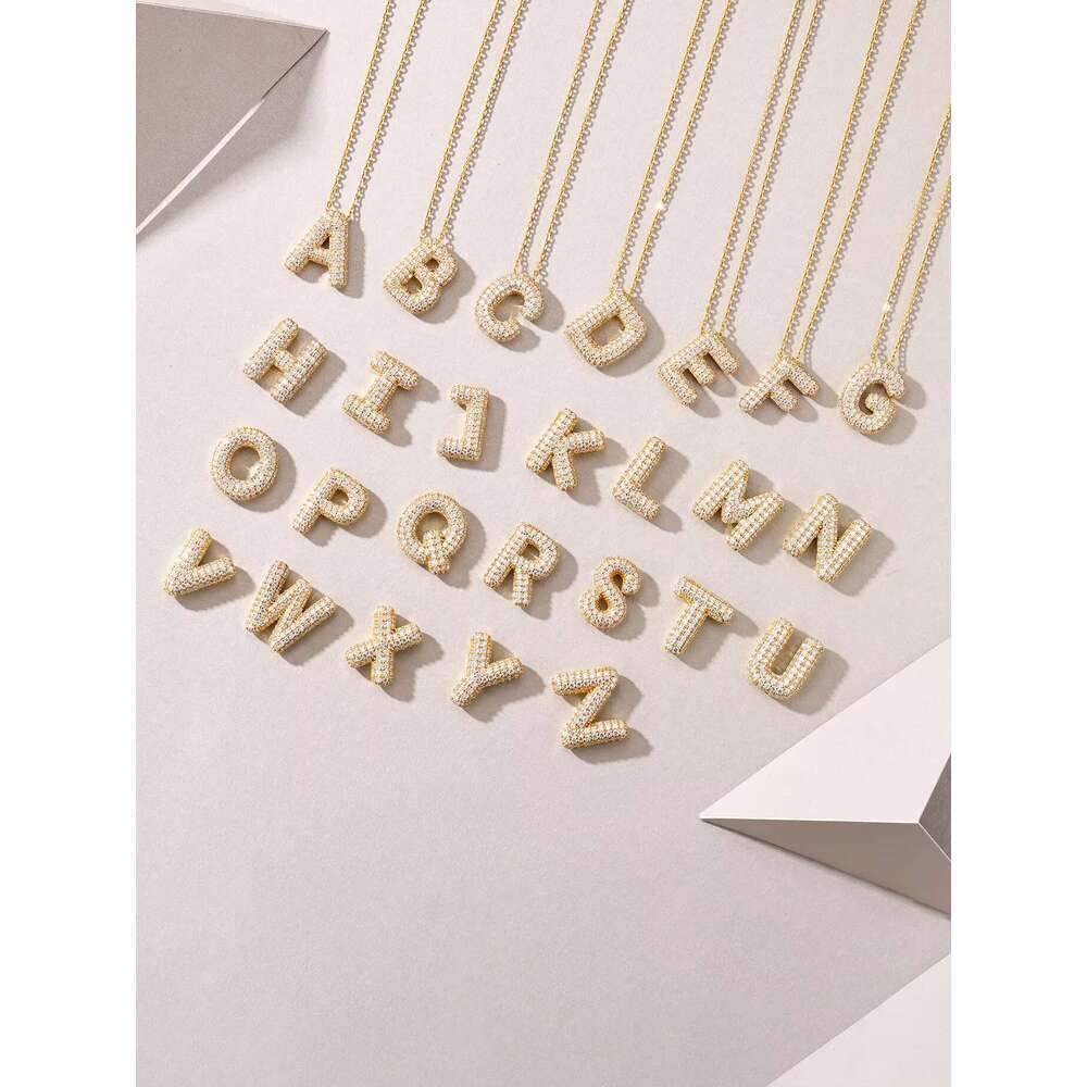 S Sier Silica Initial Necklace Gold Plated Personalized Letter Pendant, Full Series of 26 Letters