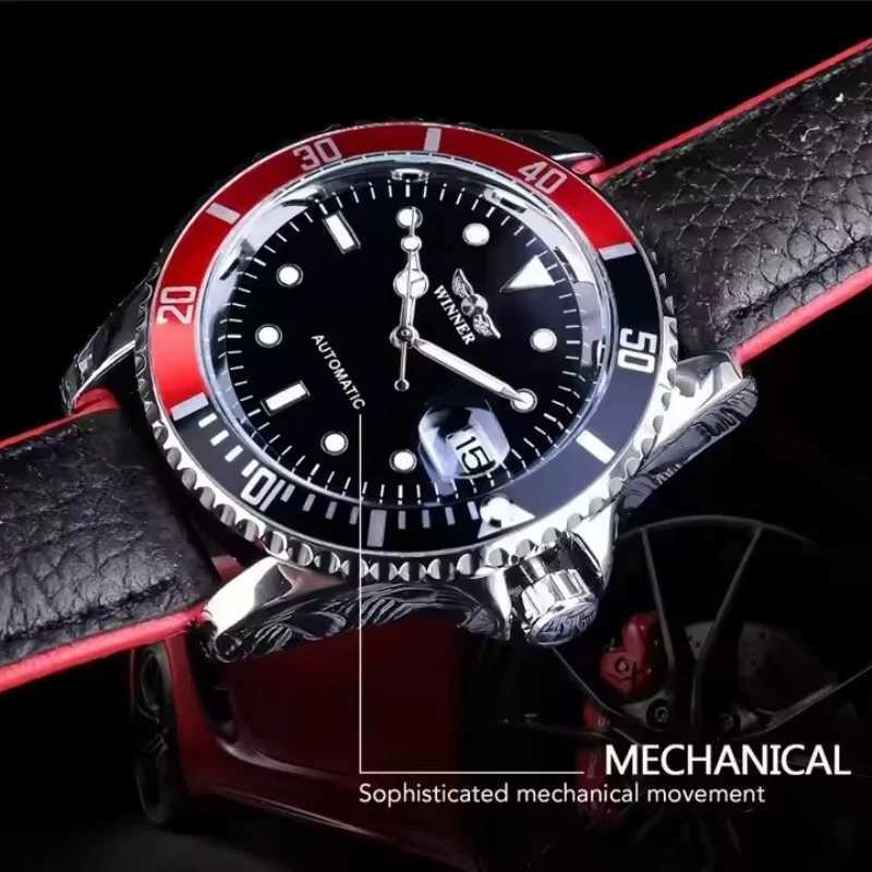 WINNER 002 Fashion Mens Mechanical Watch Luxury Style Calendar Night Light Business Black White Classic Mens Automatic WatchT251104