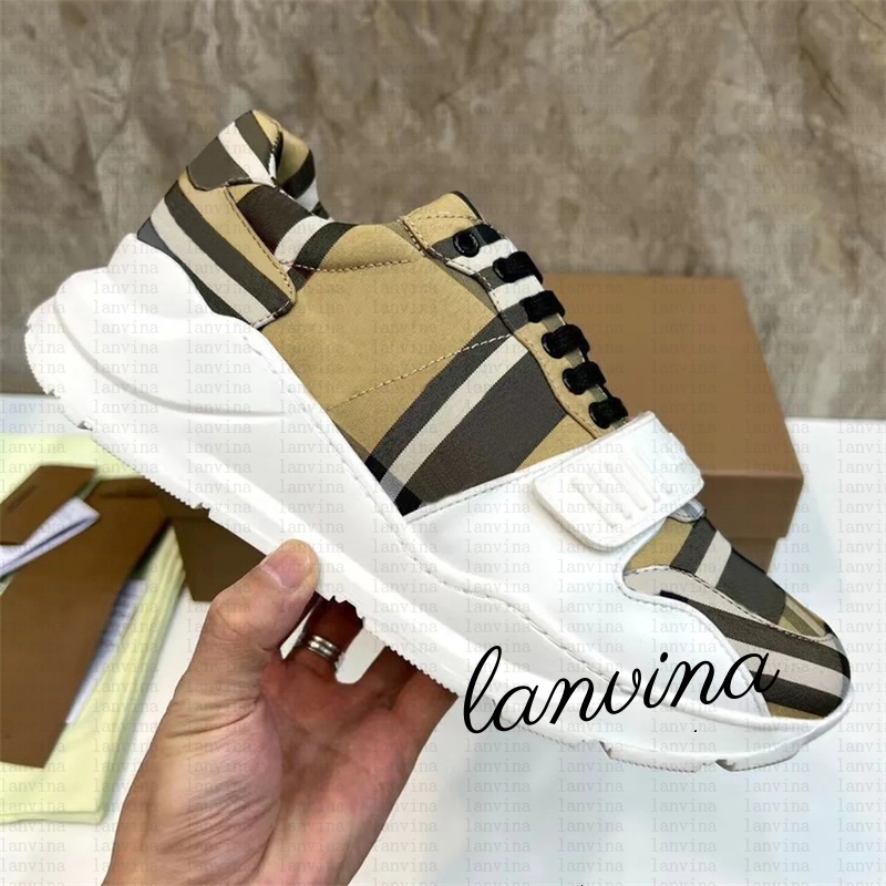 Designer Shoes Vintage Plaid shoes trainers Leather Platform Suede sneaker mens women Shoes Beige Pink Brown Rubber sole Soft Shoe size35-45