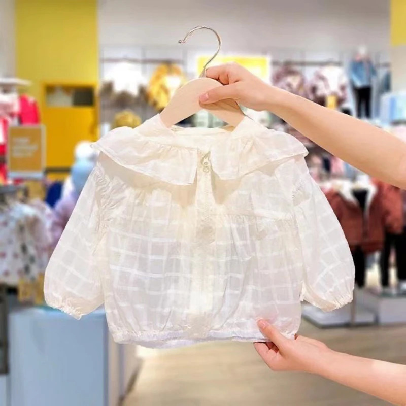 Childrens and Girls Hoodie Sunscreen Coat Summer Solid Flat Top Lightweight Breathable 26 Years 250325z