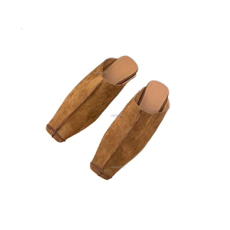 New Designer Sandals With Free Shipping 2025 Lazy Style Sheep Reverse Velvet Flat Bottom Bright Thread Baotou Half Dragged Hollow Simple Outerwear Wom