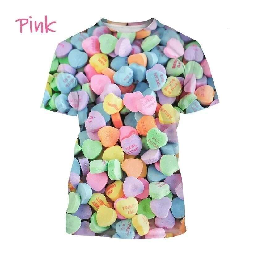 New Summer Colorful Fruit Candy Men's T-shirt Personalized Hip Hop Sports Large Size Short Sleeve Round Neck Comfortable Top