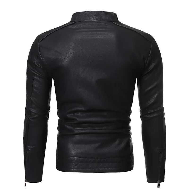 New Spring and Autumn Mens Slim PU Leather Jacket Fashion Trend Korean Slim Fit Casual Mens Leather Jacket Motorcycle Jacket J251103