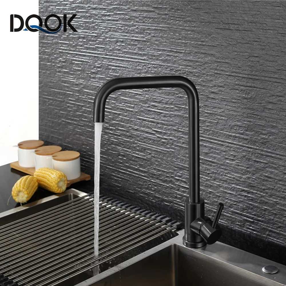 Black Kitchen Faucet Stainless Steel Kitchen Mixer Single Handle Single Hole Kitchen Faucet Bed Nickle Mixer Sink Tap Y251104