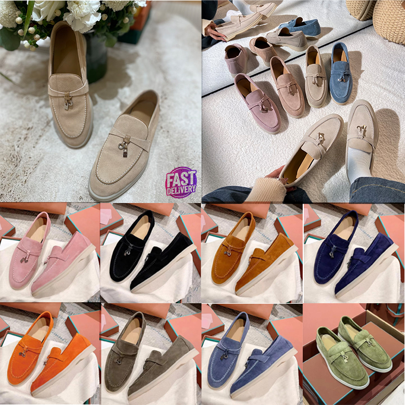 2025 Designer Classic brown Suede Women's loafers slip on shoes Flat heel dress shoes Luxury designer loafers for women laidy holiday Driving shoes Leisure Burgundy