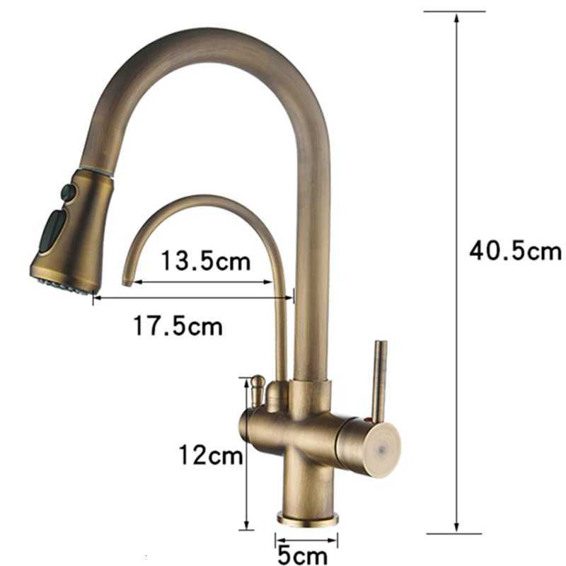 Antique Bronze Faucet Kitchen Pl Out Water ifier Sink Faucet 360 Rotate Hot Cold Drinking Water Filter Mixer Crane Vintage Y251104