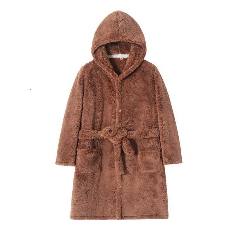 Winter Thicken Bathrobes Men and Women Kimono Robes Couples Warm Fleece Hoodie Bathrobe Mnes Long Sleeve Home Robes With Belt C251104