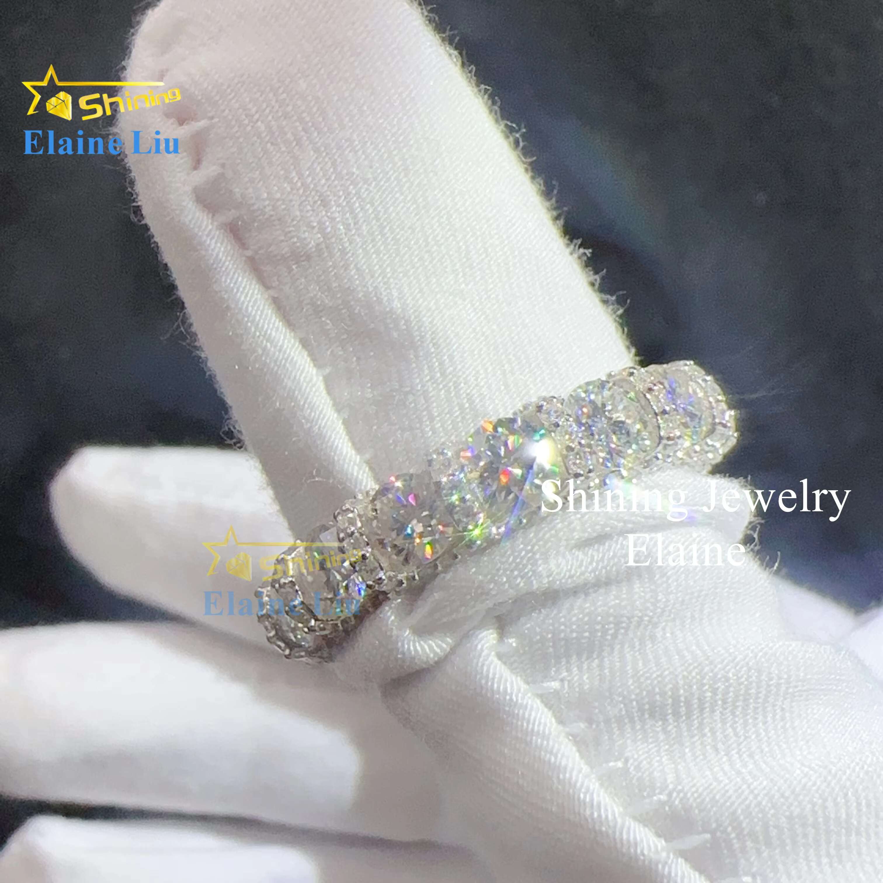 Pass Diamond Tester Gold Plated 925 Sterling Silver Vvs Moissanite Mens Fashion Jewelry Rings