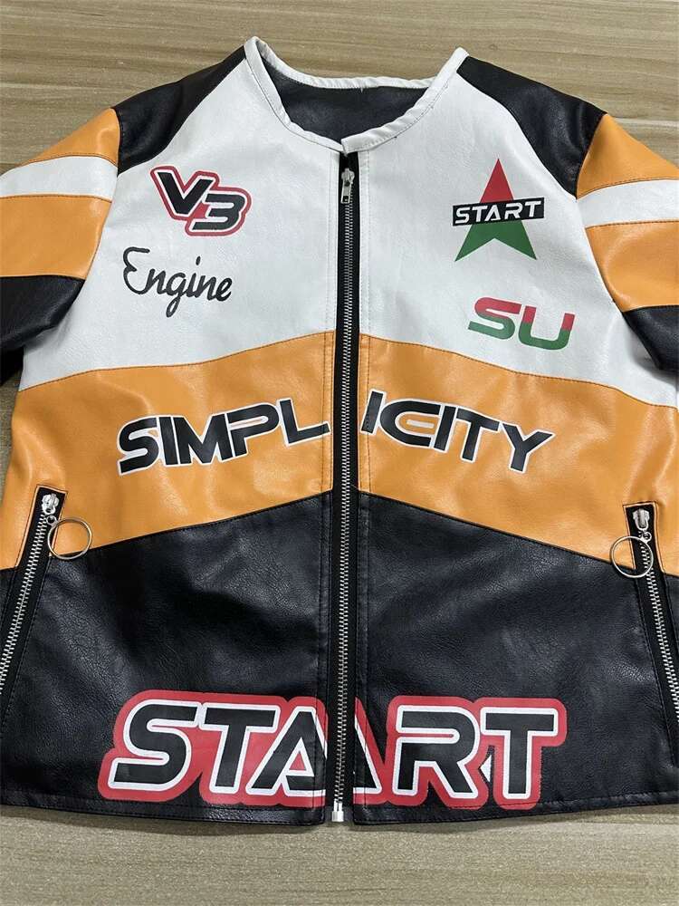 Orange Fashion Streetwear Casual Zip Up Jacket For Women 2023 Patchwork Crop Tops Fashion Jackets Trend Coats