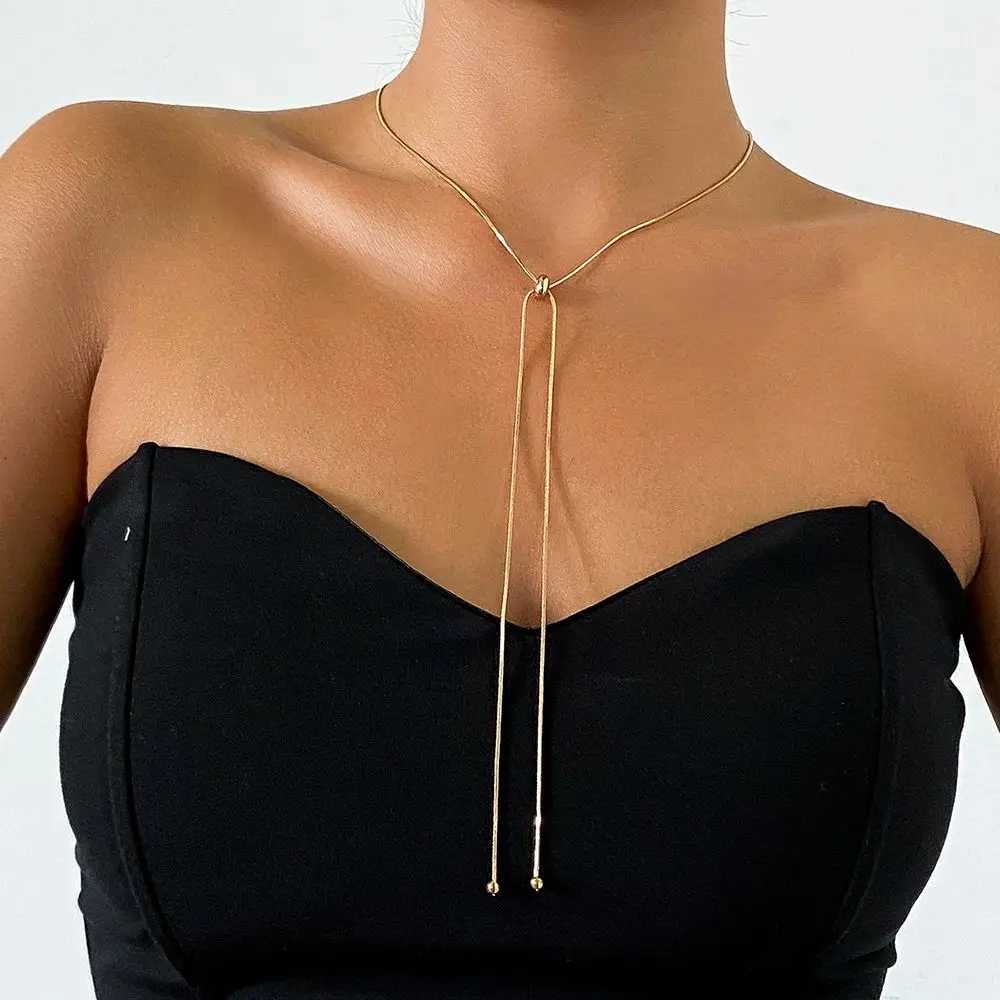 1PC Snake Copper Chain Choker Tassel Necklace for Women Girl Fine Link on Neck with Ball Pendant Temperament Party Jewelry GiftsXJ251104