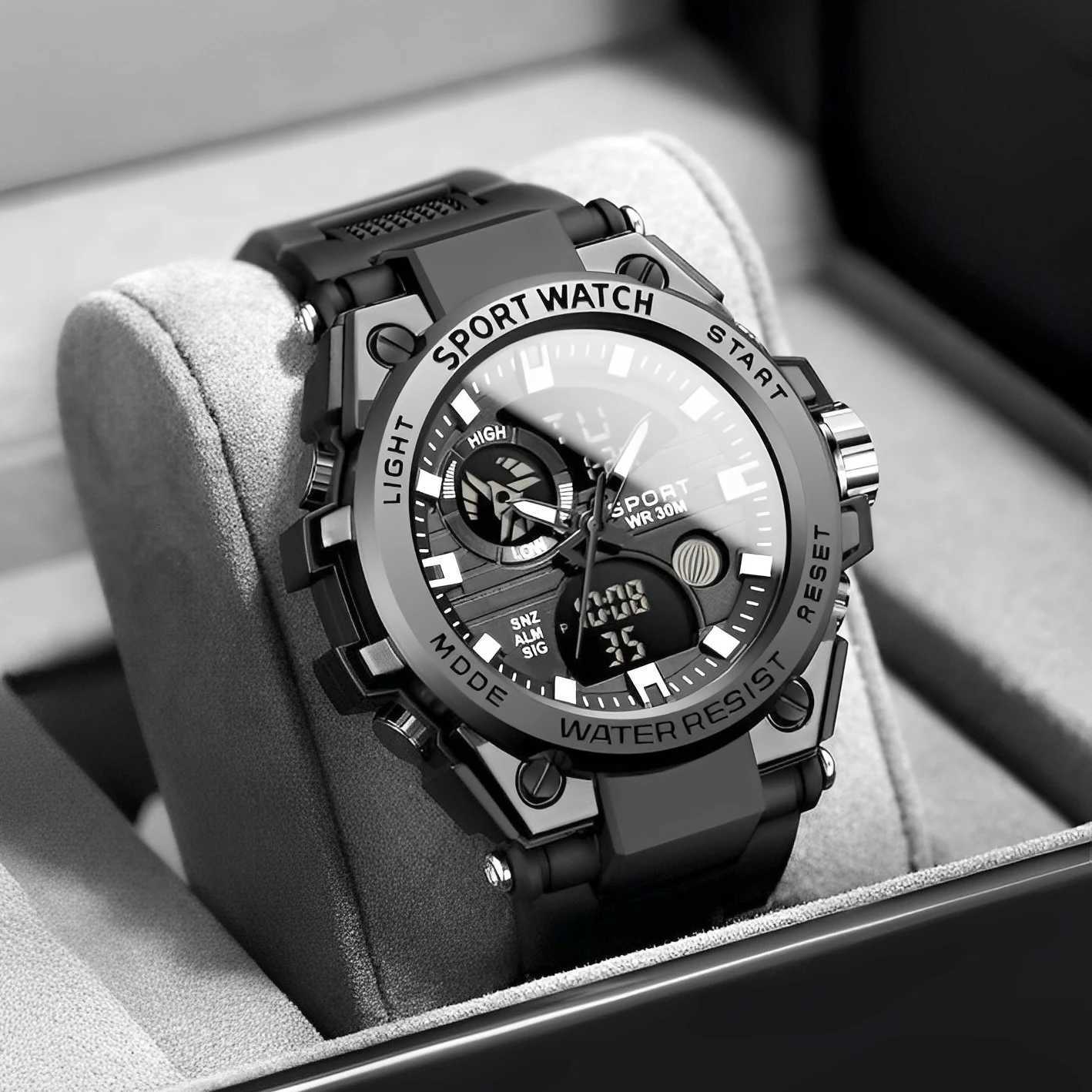 ACHENGY F Style Men Multifunctional Sports Watch Mens Dual Display Waterproof Electronic Wristwatch Relogio MasculinoT251104