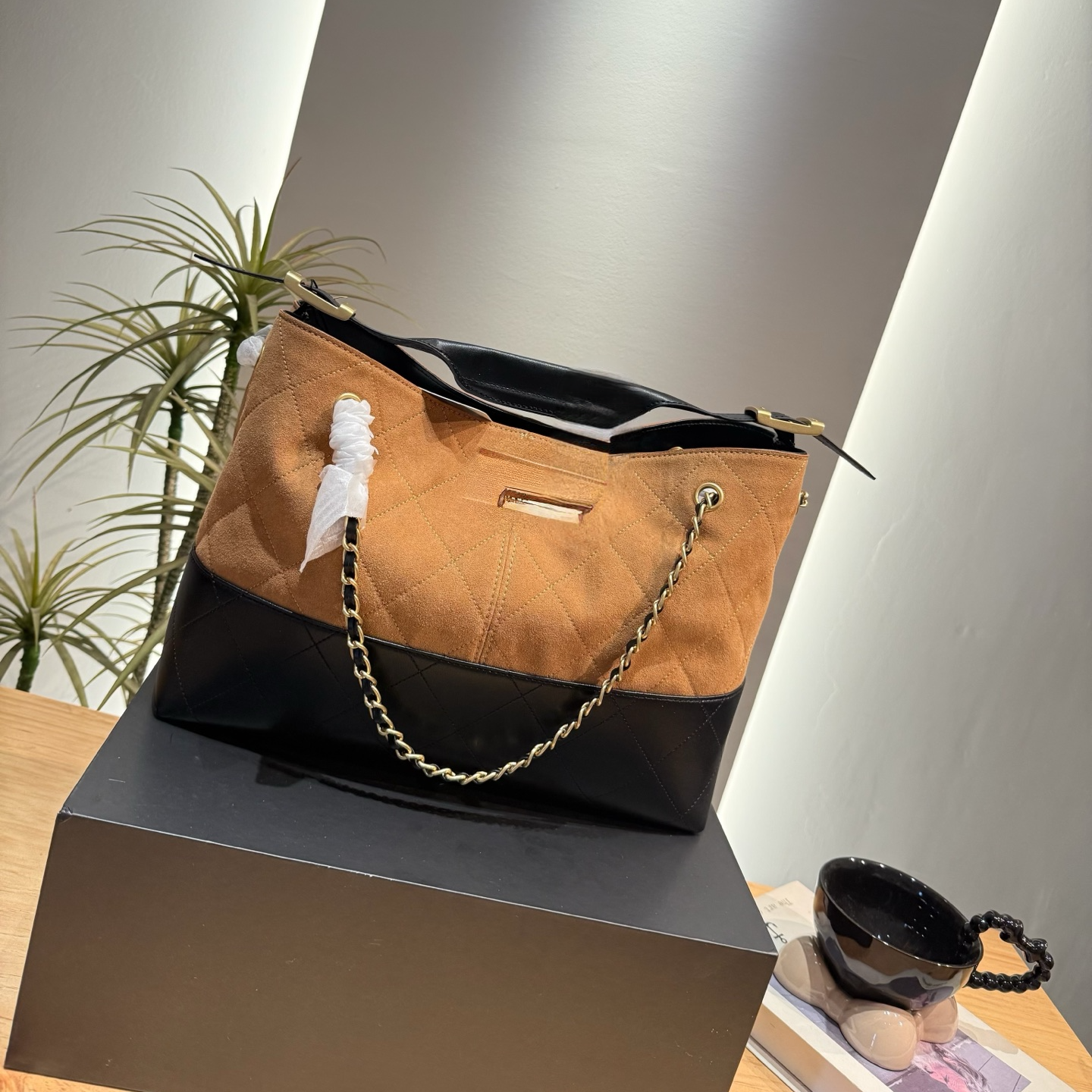 New suede matching color tote bag women's large capacity chain bag