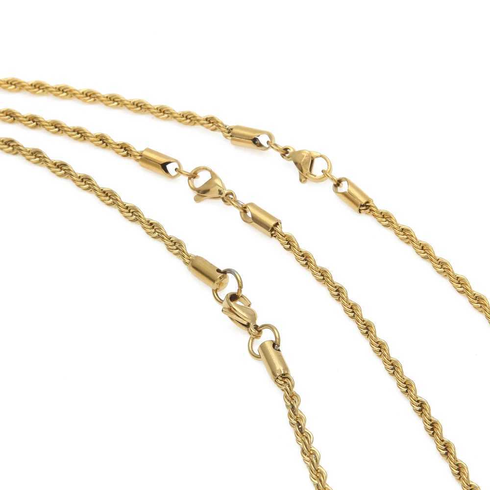 Stainless Steel 3mm Rope Chain Necklace 18inch 22inch Gold Silver Color High Quality Hiphop Fashion Jewelry For Men/WomenXJ251104
