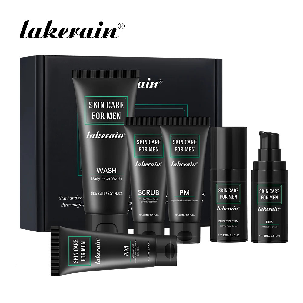 Lakerain Skin Care for Men Kit Oil Control Skin Increase Hydrate Deep Cleaning Face 7 PCS Per Set Travel Skin Care Kit 251030