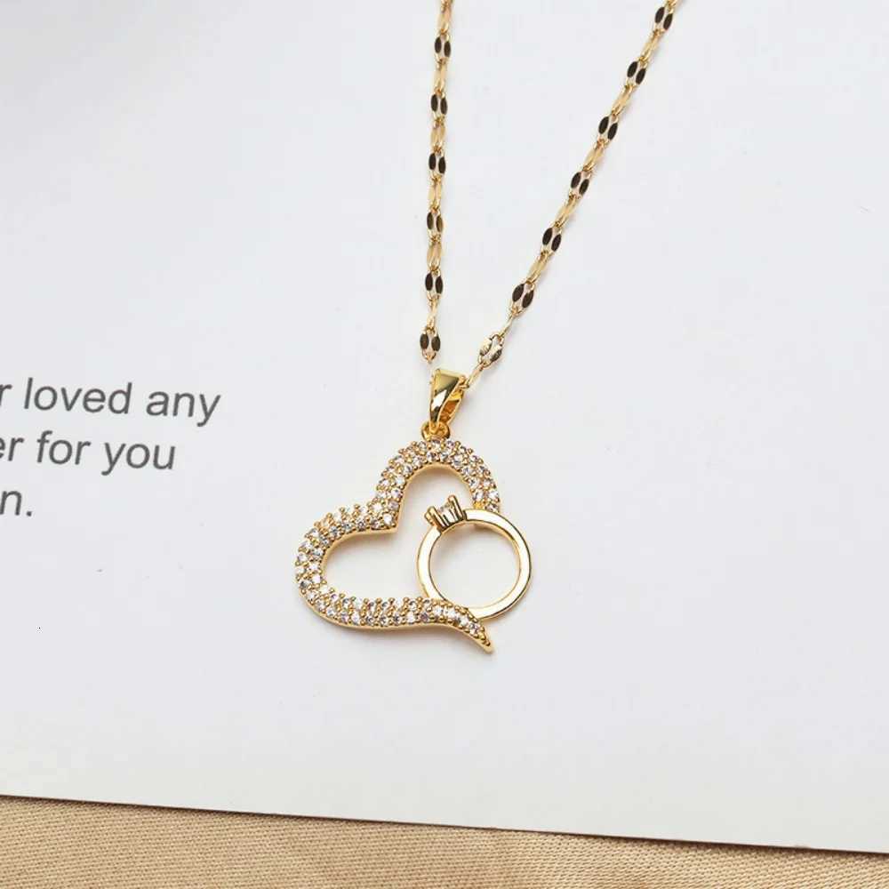 Stainless Steel Love Heart Butterfly Copper Pendant Necklace For Women Girls Cute Clavicle Chain Wedding Birthday Jewelry GiftsXJ251104