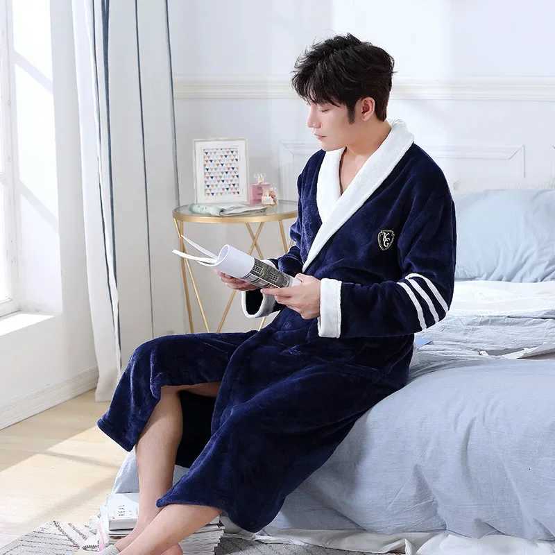 Lovers Dress For Men And Women Warm Super Soft Flannel Coral Fleece Long Bath Robe Mens Kimono Bathrobe Male Dressing Gown Robes C251104