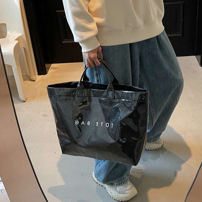 INS Popular Letter Prints Transparent Jelly Bag For Women PVC Waterproof Large Capacity Shoulder Shopper Totes Designer Handbags