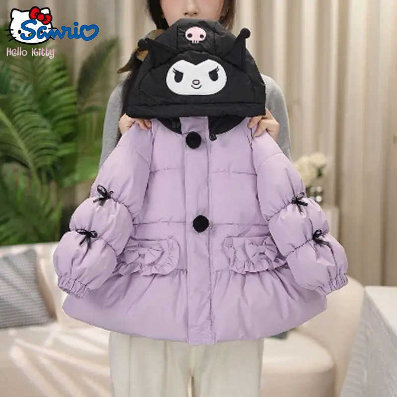 Sanrio Girls Down Cotton Jacket Kuromi Cotton Coat Winter Jacket Thickened New Keep Warm Winter Style Childrens Princess Style H251104