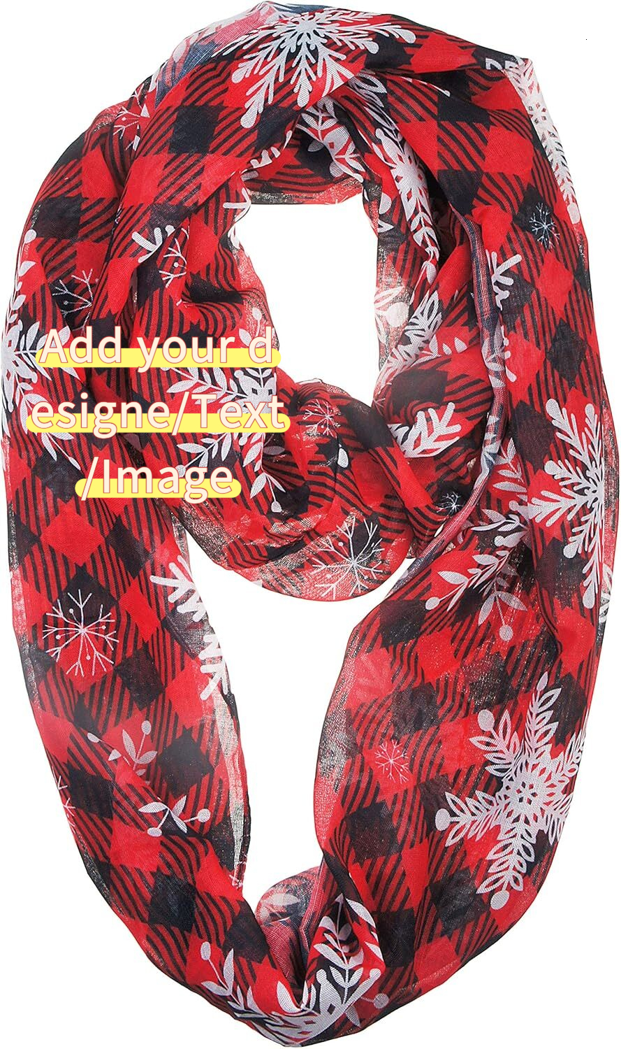 Custom Fall Winter Soft Lightweight Holiday Sheer Infinity Christmas Scarf for Women Girls