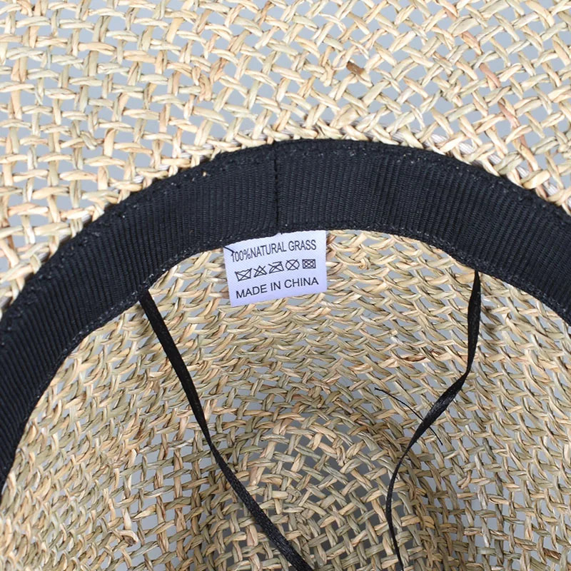 100% Natural Grass Straw Hat Women 2025 Summer Sun Protection Beach Sun Hat Wide Brim Panama Sunhat Travel Jazz Caps 250326