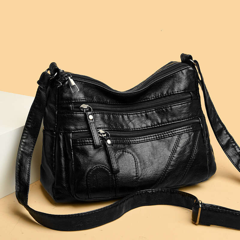 Women's middle-aged mother shoulder diagonally fashionable multi-layer soft leather women's bag wholesale 2025 new style temperament chic el