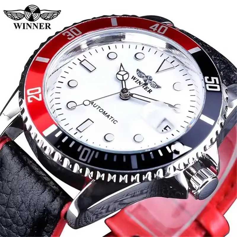 WINNER 002 Fashion Mens Mechanical Watch Luxury Style Calendar Night Light Business Black White Classic Mens Automatic WatchT251104