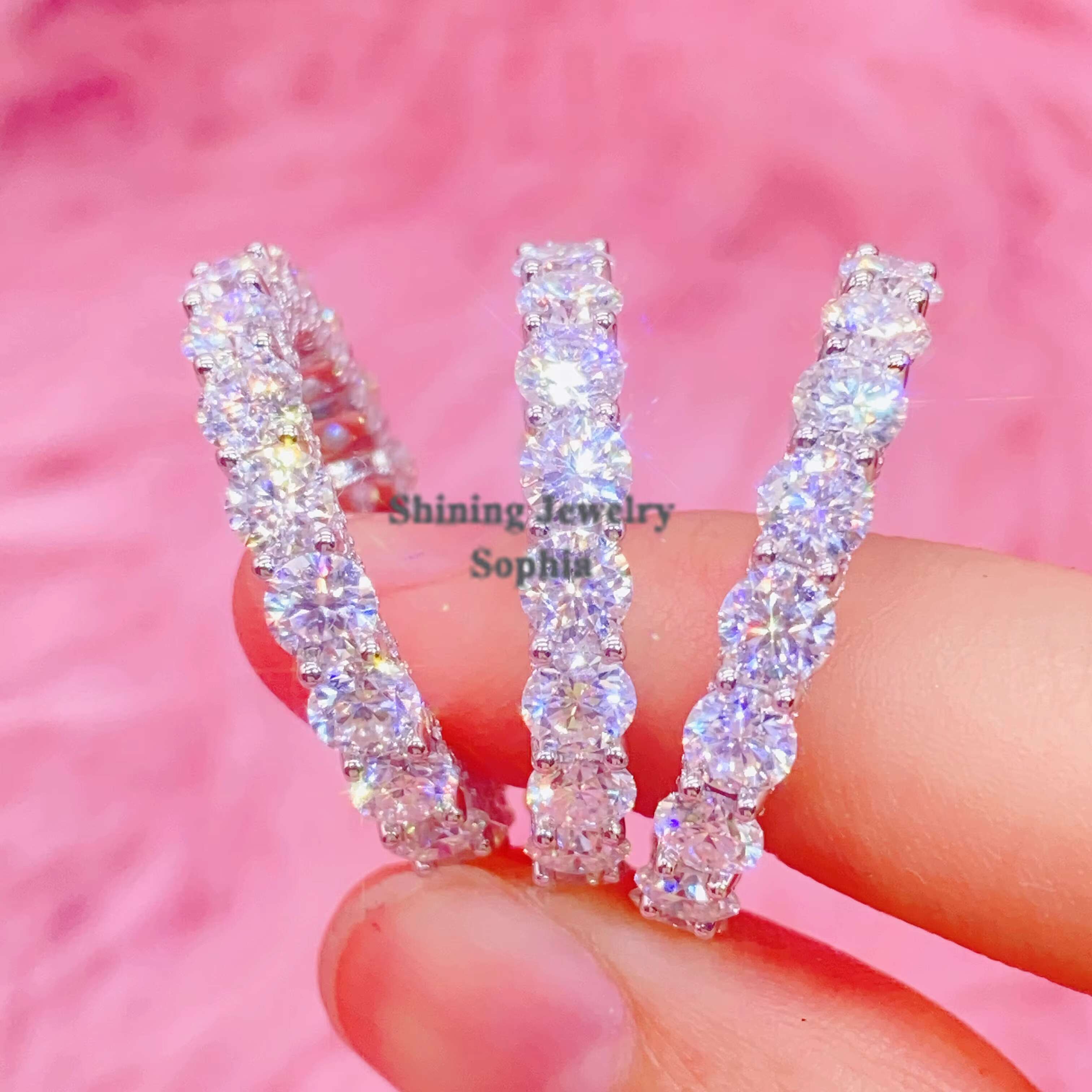 New Arrival Luxury Best Gift Women Eternity Ring S925 Sterling Silver Gold Plated Moissanite Engagement Ring