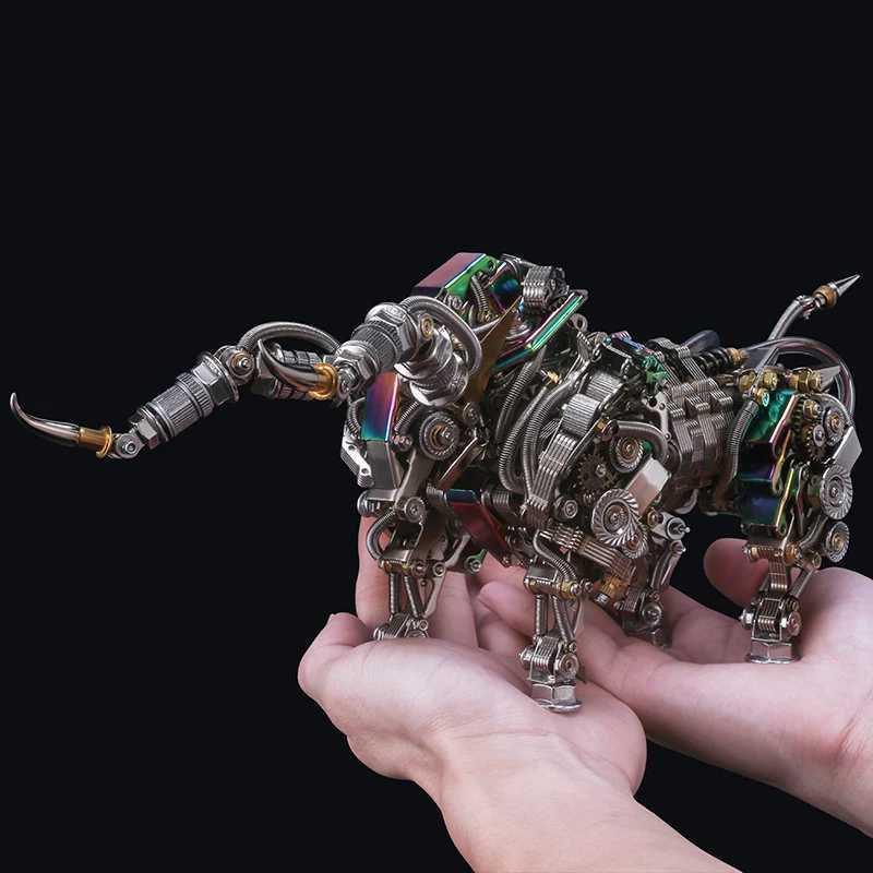Mechanical animal Bull 3D Metal Puzzle DIY Building Blocks Trendy Handicraft Assembly Model Puzzle toys Birthday Gift for Adult C251104